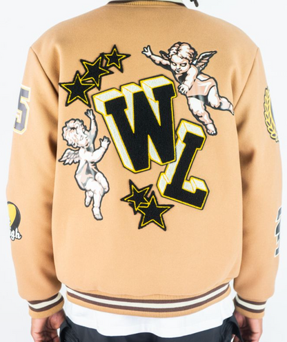 Angels Melton Varsity Jacket - Beige