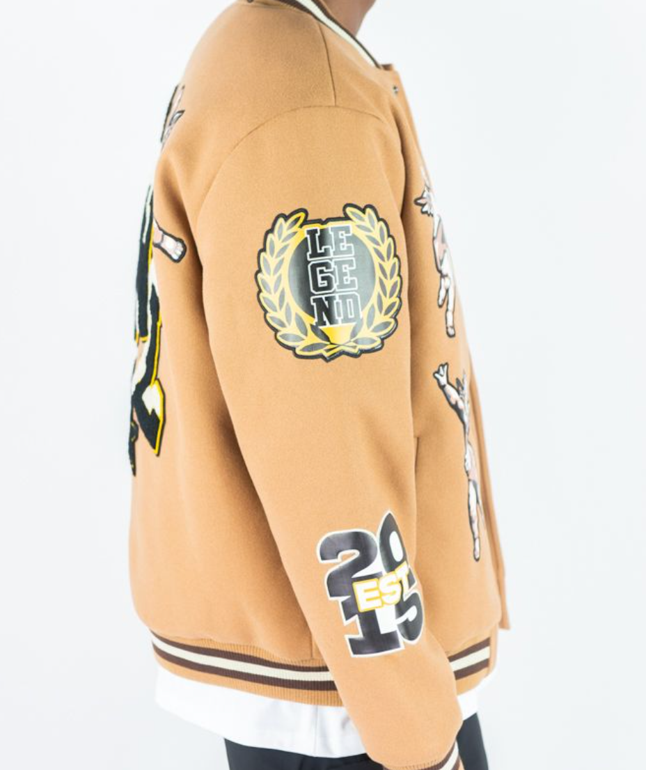 Angels Melton Varsity Jacket - Beige