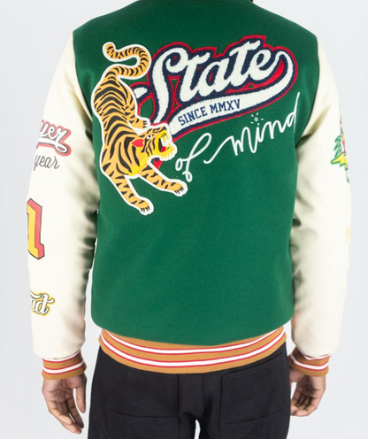 State of Mind Melton Varsity Jacket - Green