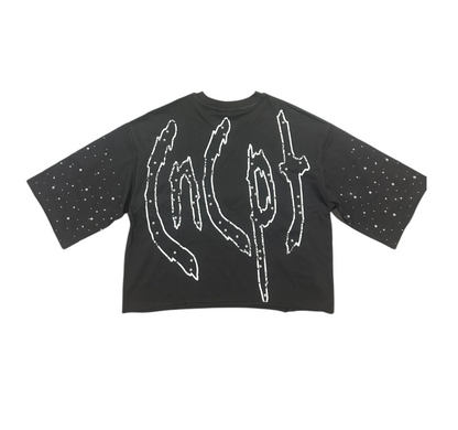 Pearls 1 Cropped Tee - Grey
