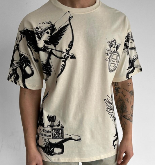 Guardian Angel Oversized Tee - Beige