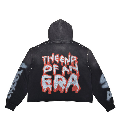 Washed F-Terry Cut Off Hoodie - Black