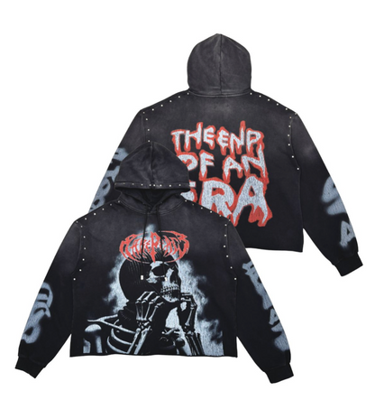 Washed F-Terry Cut Off Hoodie - Black