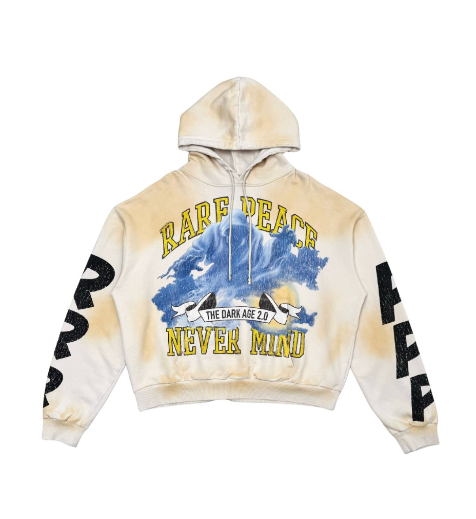 Washed F-Terry Cut Off Hoodie - Cream