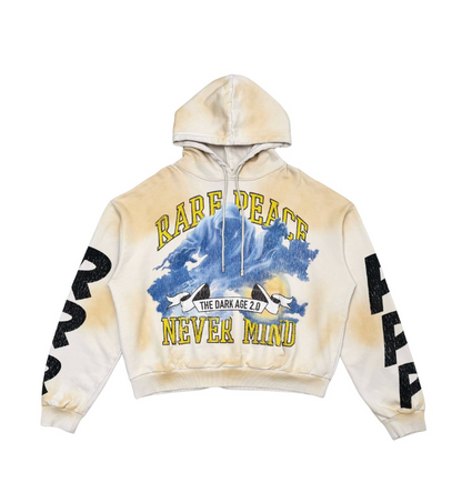 Washed F-Terry Cut Off Hoodie - Cream