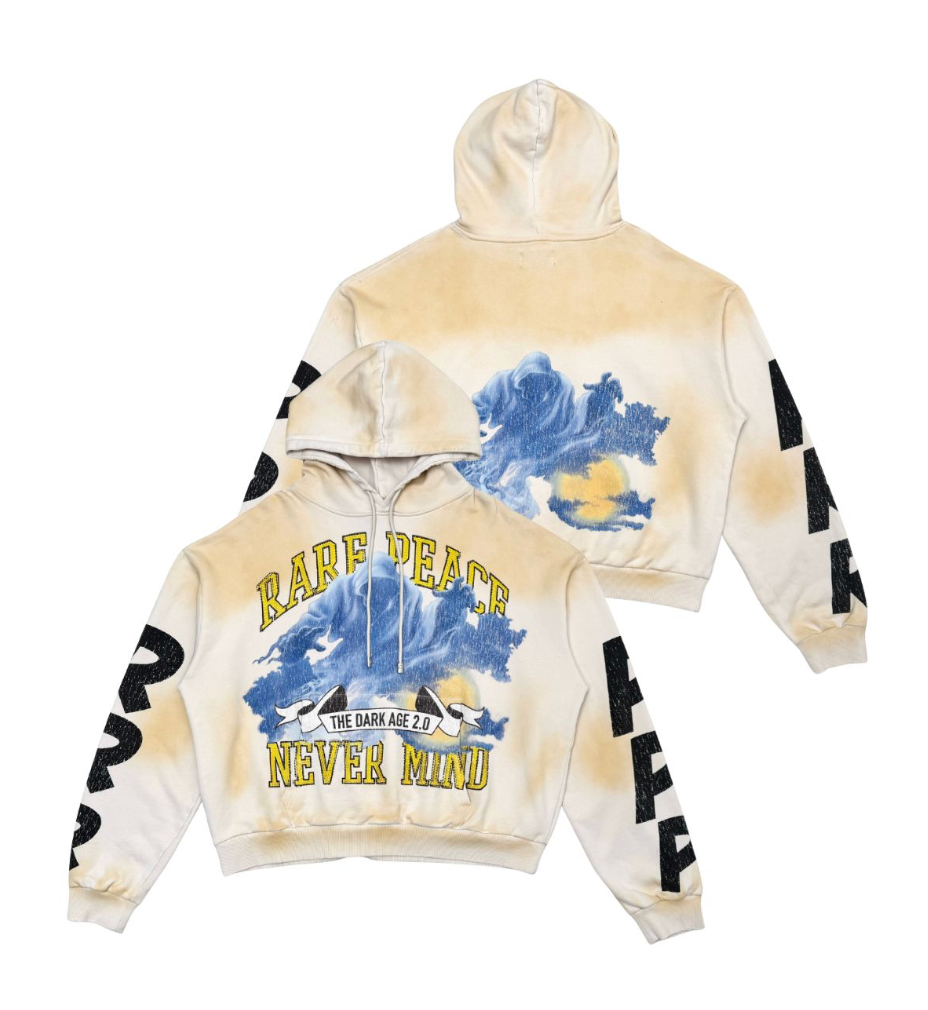 Washed F-Terry Cut Off Hoodie - Cream