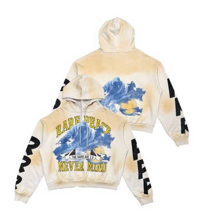Washed F-Terry Cut Off Hoodie - Cream