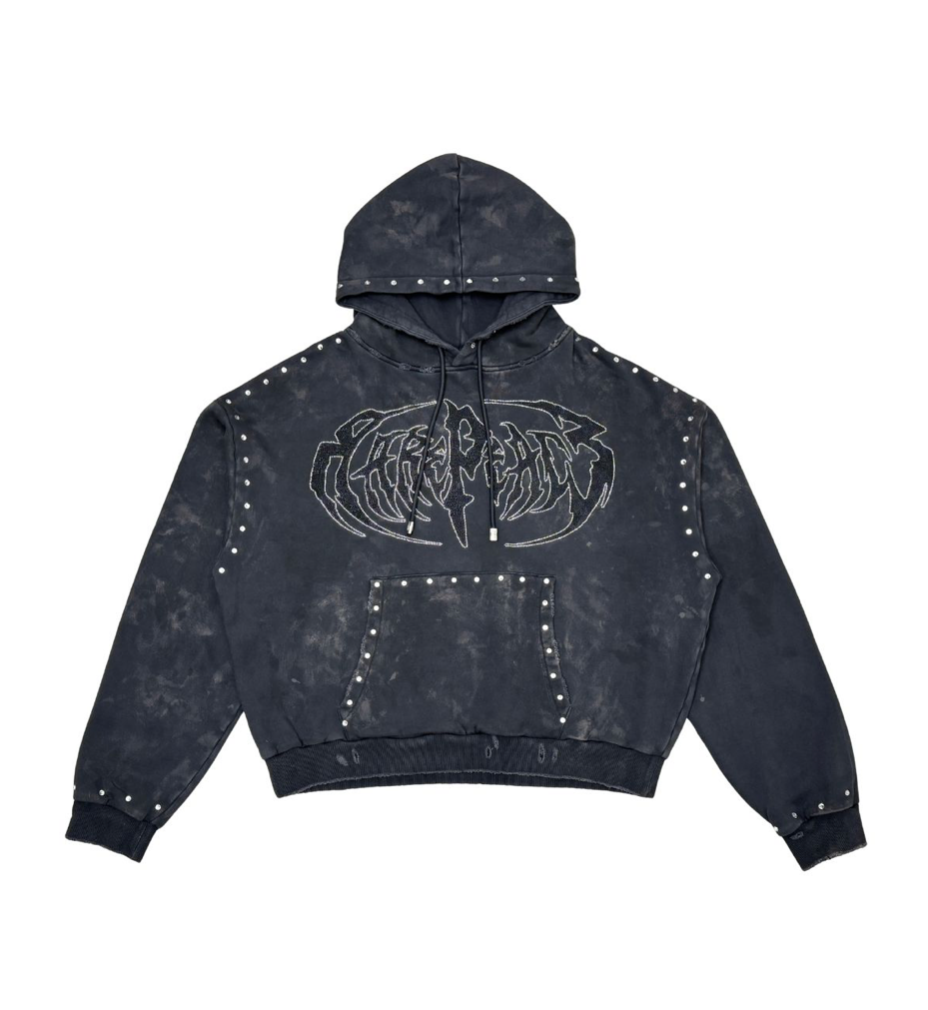 Washed F-Terry Pullover Hoodie - Dark Grey