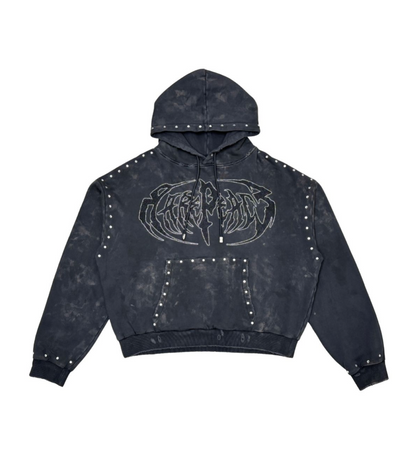 Washed F-Terry Pullover Hoodie - Dark Grey