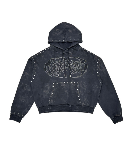 Washed F-Terry Pullover Hoodie - Dark Grey