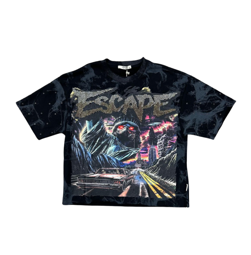 Escape F-Terry Cropped Tee - Washed Black