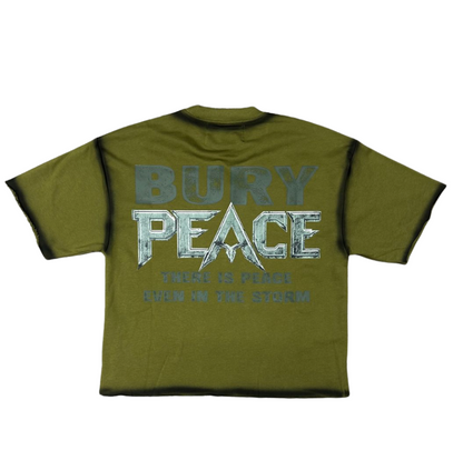 Peace F-Terry Cropped Tee - Washed Olive