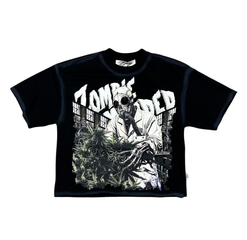 Zombie F-Terry Cropped Tee - Washed Black