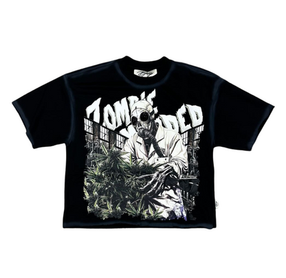 Zombie F-Terry Cropped Tee - Washed Black