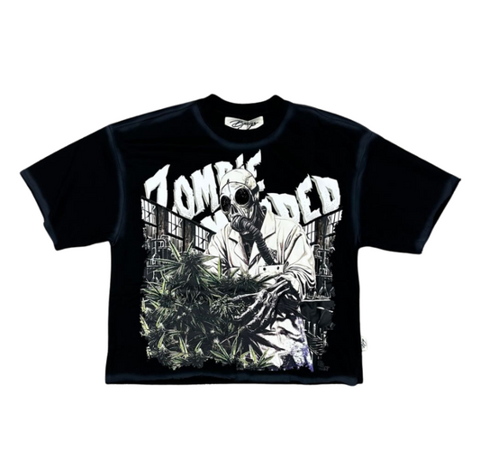 Zombie F-Terry Cropped Tee - Washed Black