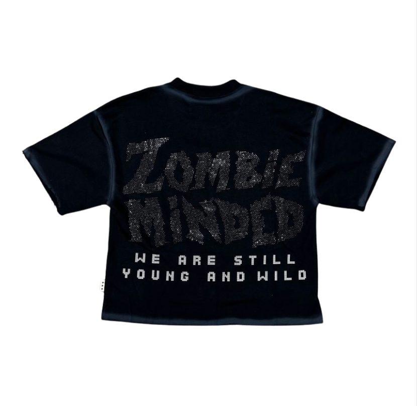 Zombie F-Terry Cropped Tee - Washed Black
