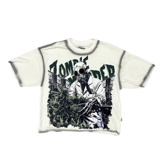 Zombie F-Terry Cropped Tee - Washed Off White