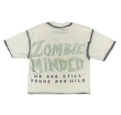 Zombie F-Terry Cropped Tee - Washed Off White