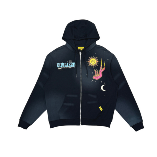 Civilized Zip Up Hoodie - Black