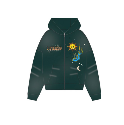 Civilized Zip Up Hoodie - Pine