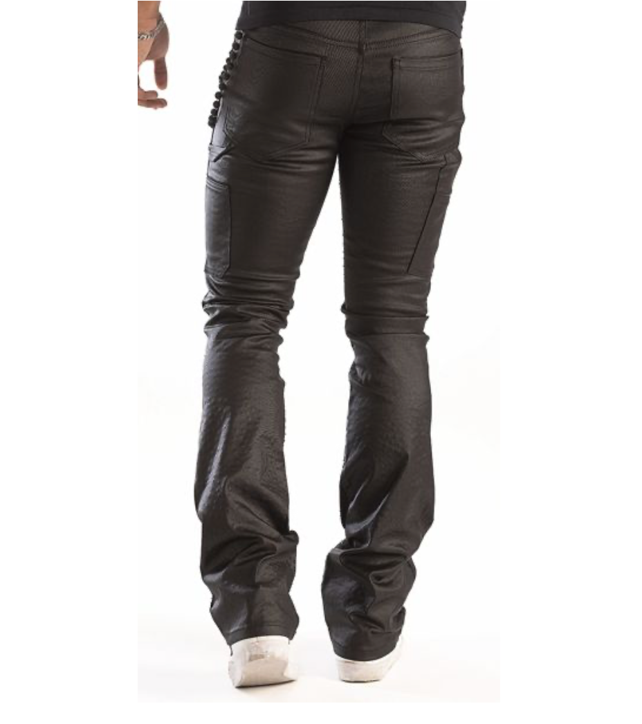 Rhinestone Carpenter Coated Pants - Black