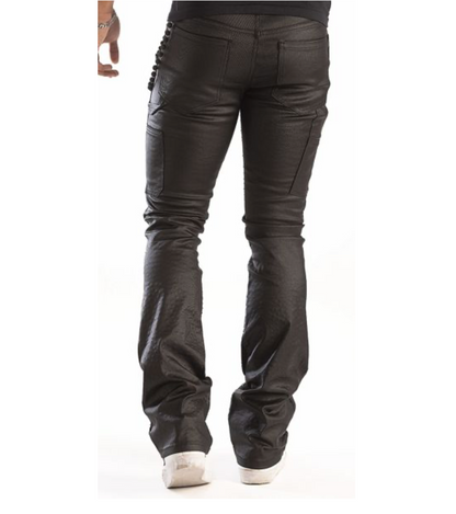 Rhinestone Carpenter Coated Pants - Black