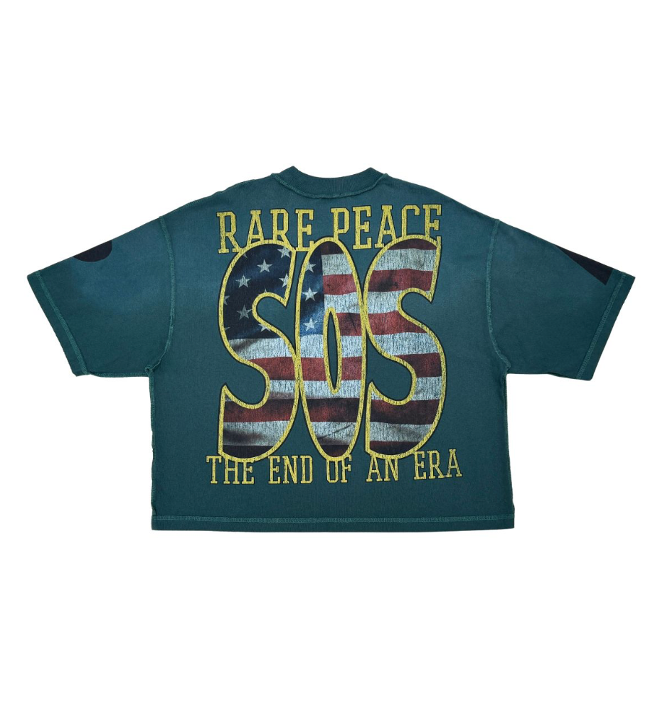 Washed Heavy Tee w Rhinestone Detail - Pine Green