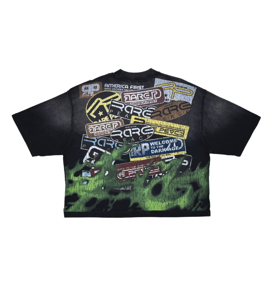 Washed Heavy Tee w Rhinestone Detail - Black