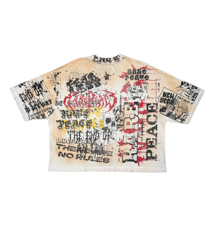 All Over Washed Heavy Tee w/ Rhinestone Details - Cream