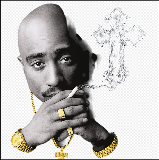 Tupac Smoking Tee Gold Jewerly