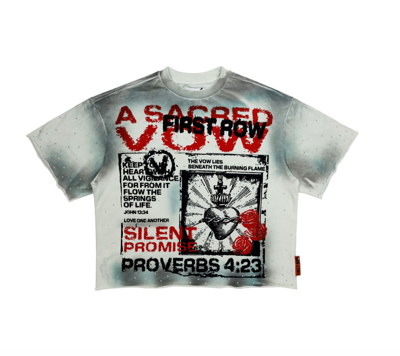First Row -Beneath The Burning Flames Cropped Fitted Tee - Ecru