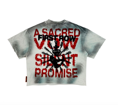 First Row -Beneath The Burning Flames Cropped Fitted Tee - Ecru