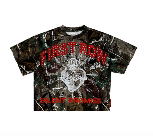 First Row - Hunting Camo Stone Cropped Fitted Tee - Camo
