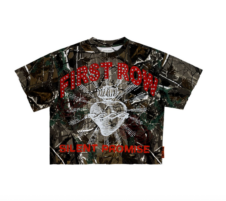 First Row Hunting Camo Cropped Fitted Tee