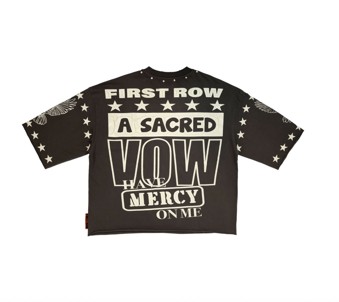 First Row - Have Mercy On Me Cropped Fitted Tee - Grey