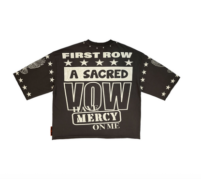 First Row - Have Mercy On Me Cropped Fitted Tee - Grey