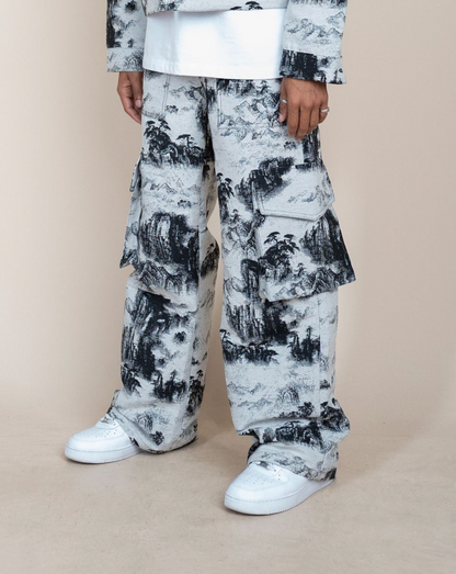 Tapestry Cargo Pants - Black