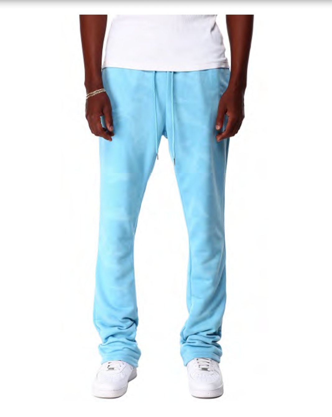 Stacked Fleece Sweats - Sky Blue