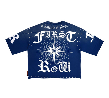 Heart Cropped Fitted Tee  - Blue