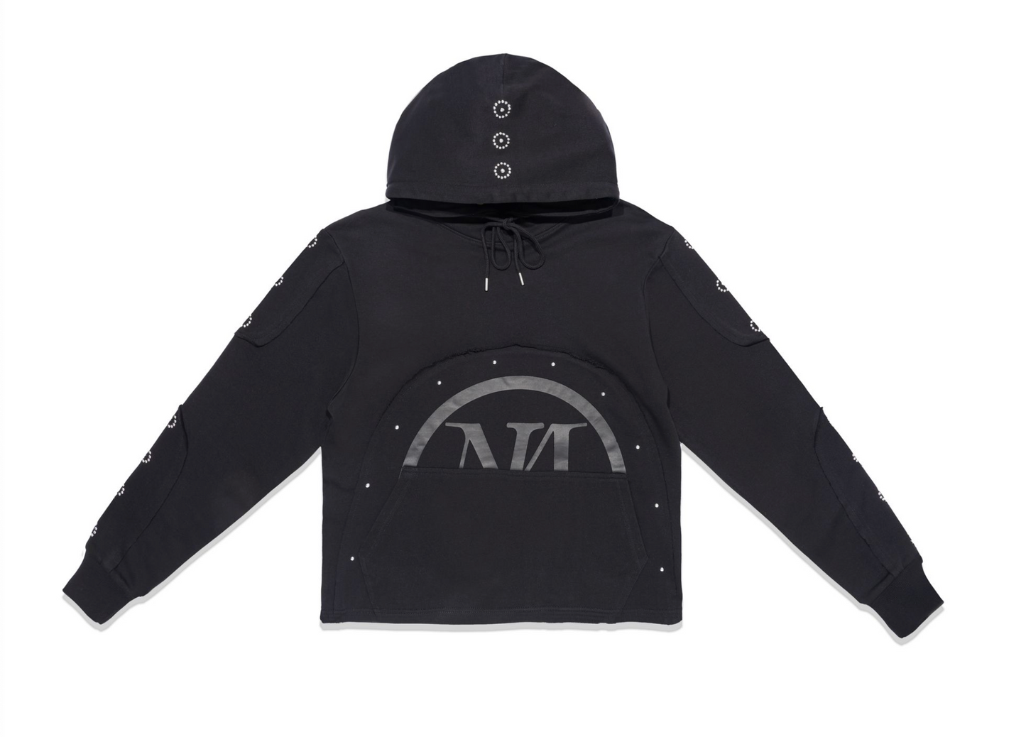 Panel Hoodie w/Rhinestones - Black