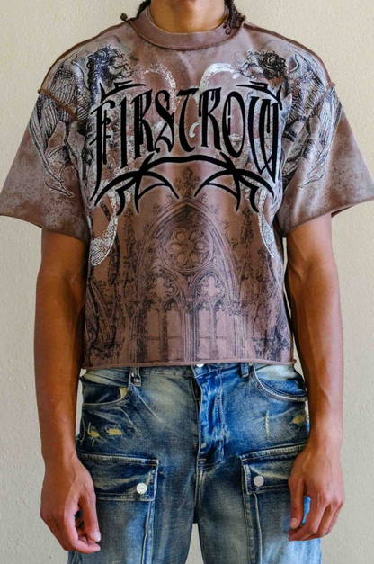 First Row Majesty Cropped Tee - Wash brown