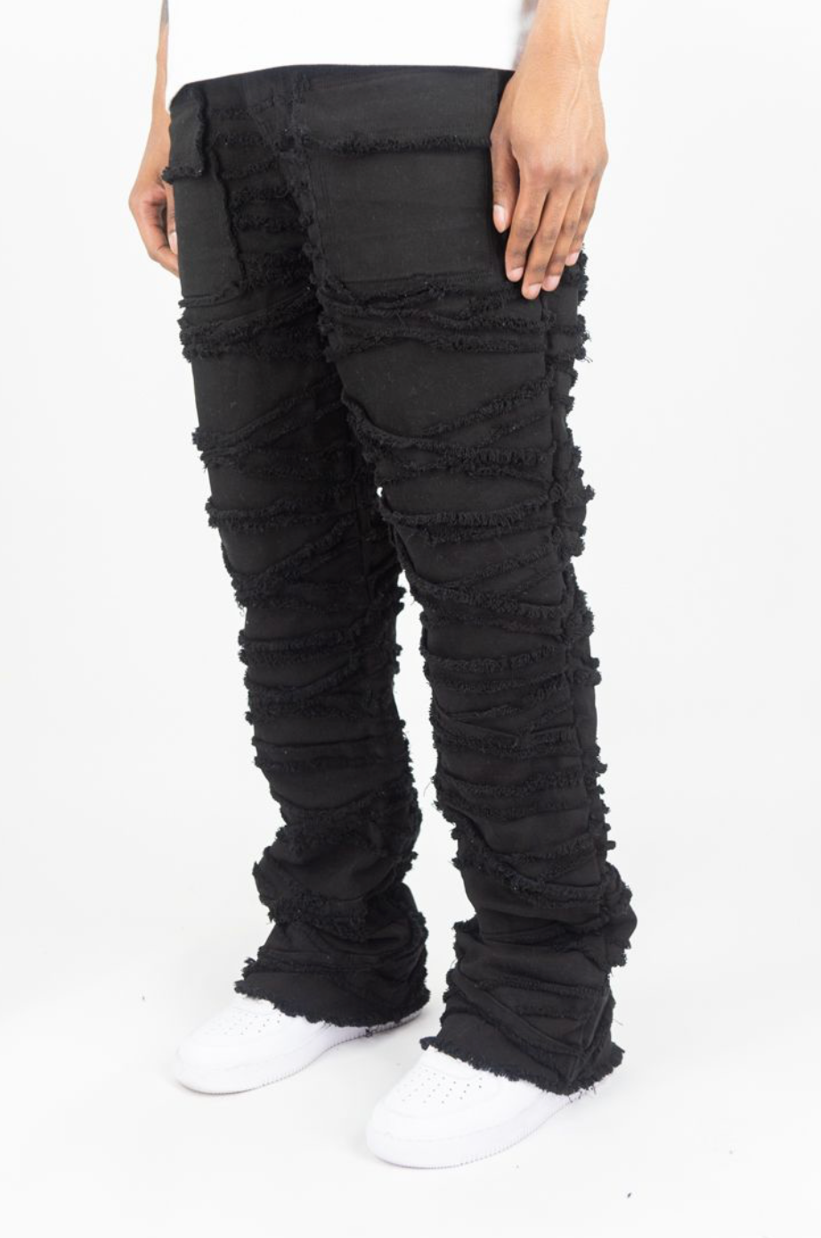 X Fray Stacked Denim Jeans - Black