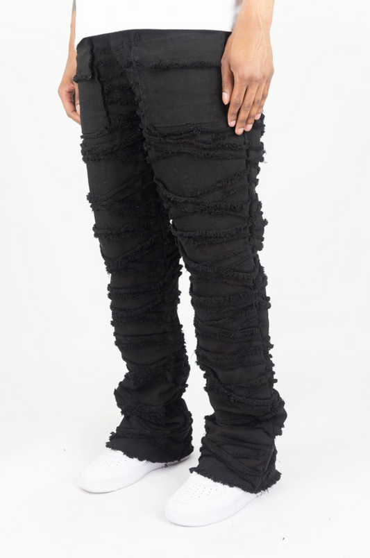 X Fray Stacked Denim Jeans - Black