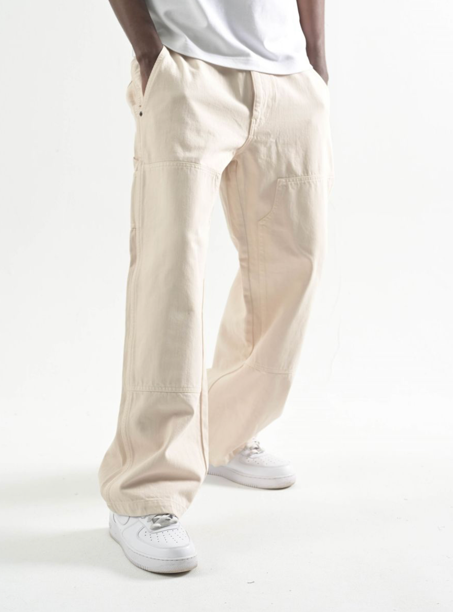 Baggy Fit Workwear Jeans - Beige