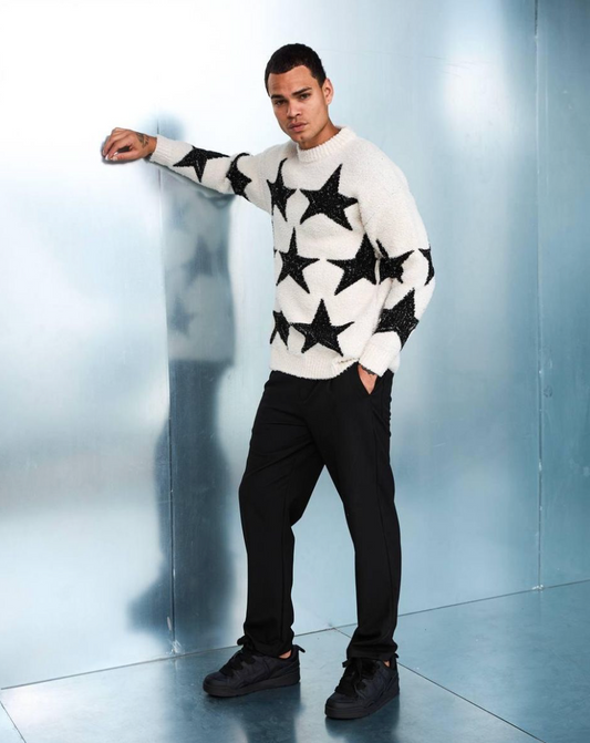 Star Knitted Crewneck - White
