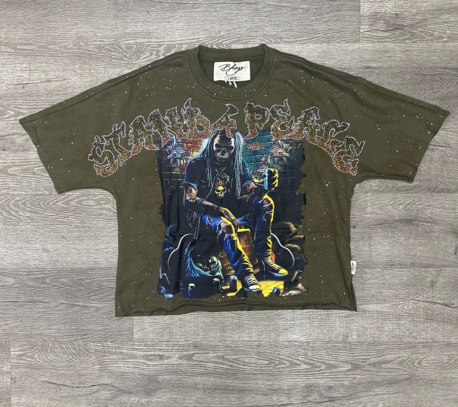 Stand 4 Peace F-Terry Cropped Tee - Olive