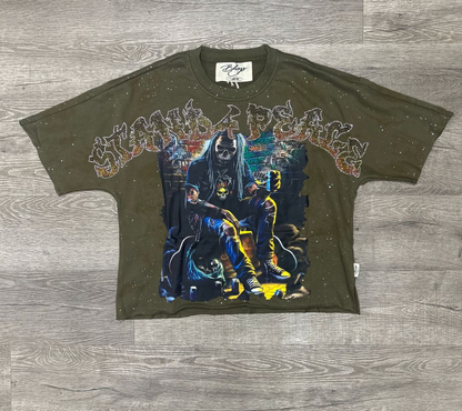 Stand 4 Peace F-Terry Cropped Tee - Olive