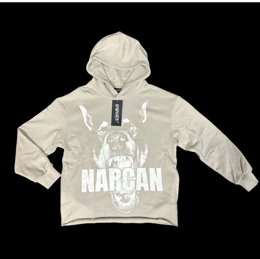 Narcan Cropped Hoodie - Oatmeal