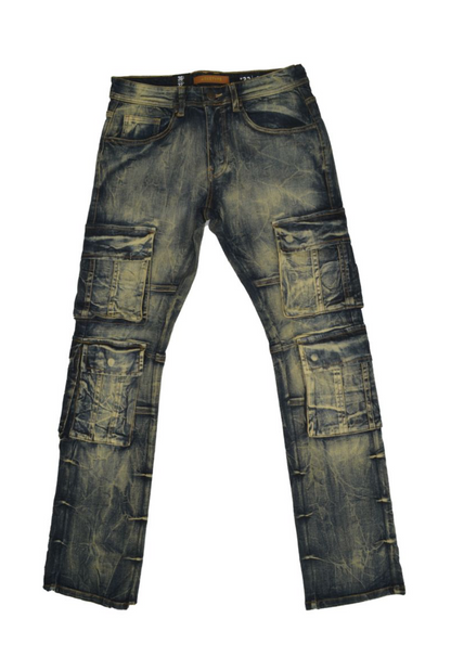 Cargo Flare Jeans - Dk Vintage