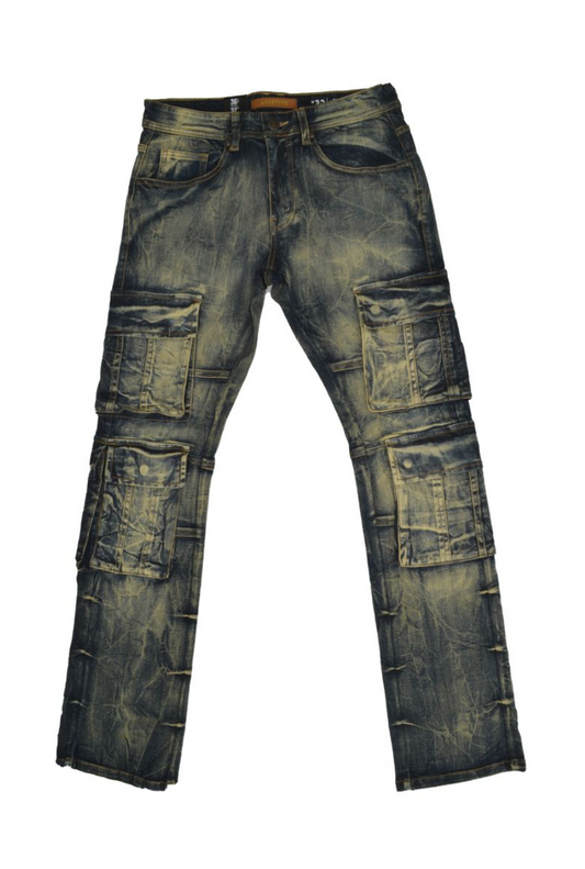Cargo Flare Jeans - Dk Vintage